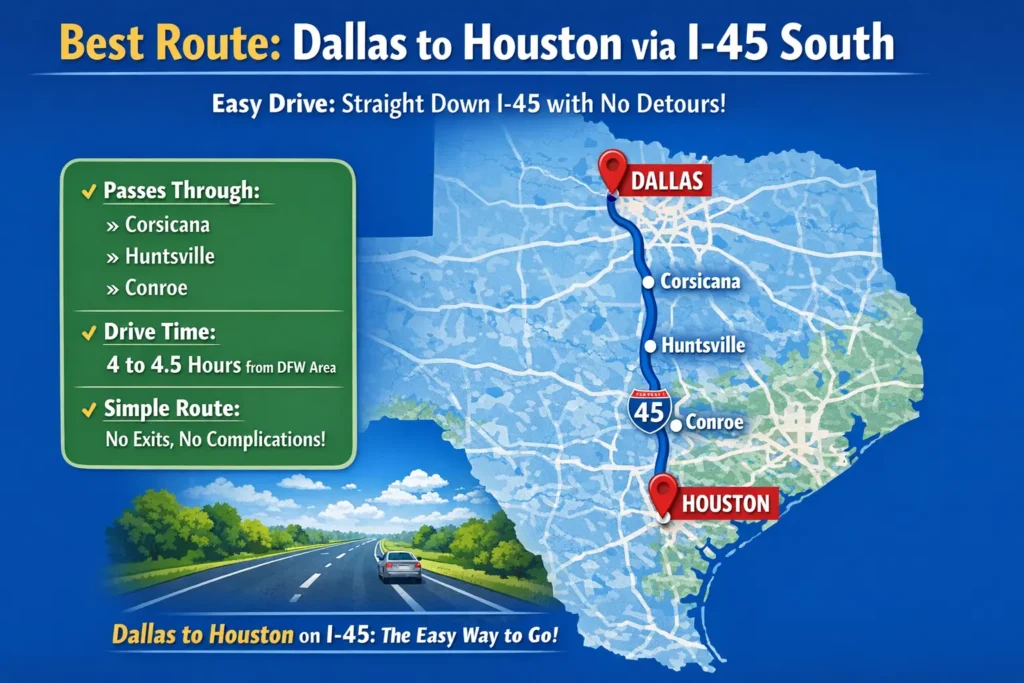 Best Route for the Drive from Dallas to Houston drive